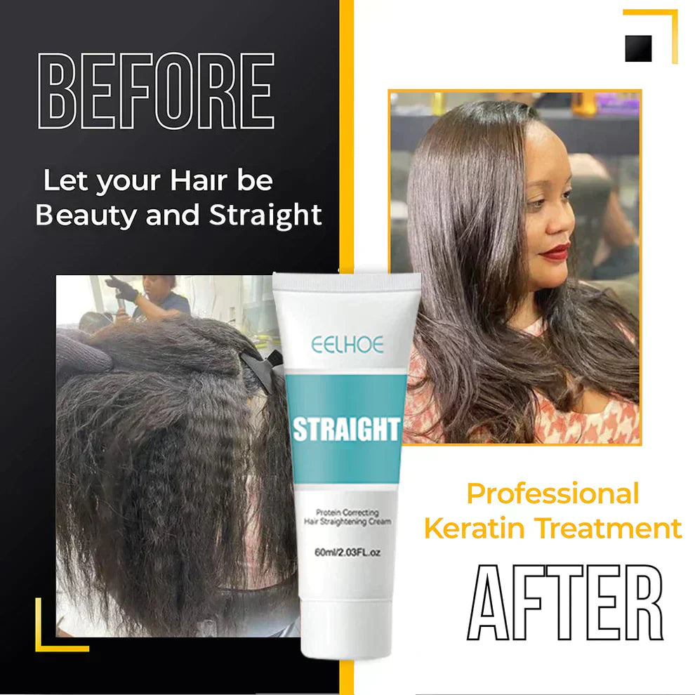 Keratin Hair Straightening Cream (Korean, Unisex) - Silky Smooth Hair for All
